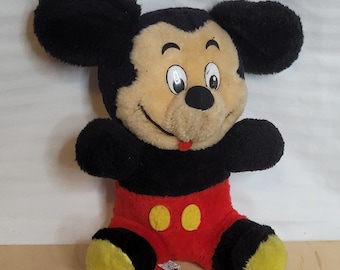 Vintage Mickey Mouse Plush 10 Inches 60s 70s Retro Has Wear See PIctures