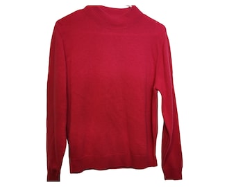 Vintage Pendleton Sweater Raspberry Pink Mock Neck Size Med USA