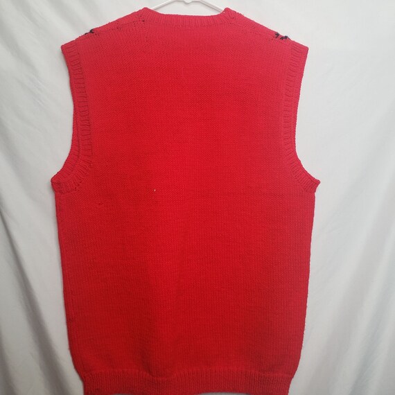 Vintage Sweater Vest Handmade Red Black Diamond A… - image 4