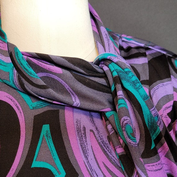 Vintage Silk Dress Gibi Roma Purple Teal Black Ab… - image 5