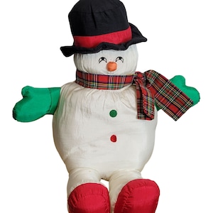 Vintage Snowman Plush Nylon Puffy International Silver Company 20 Inches 90s