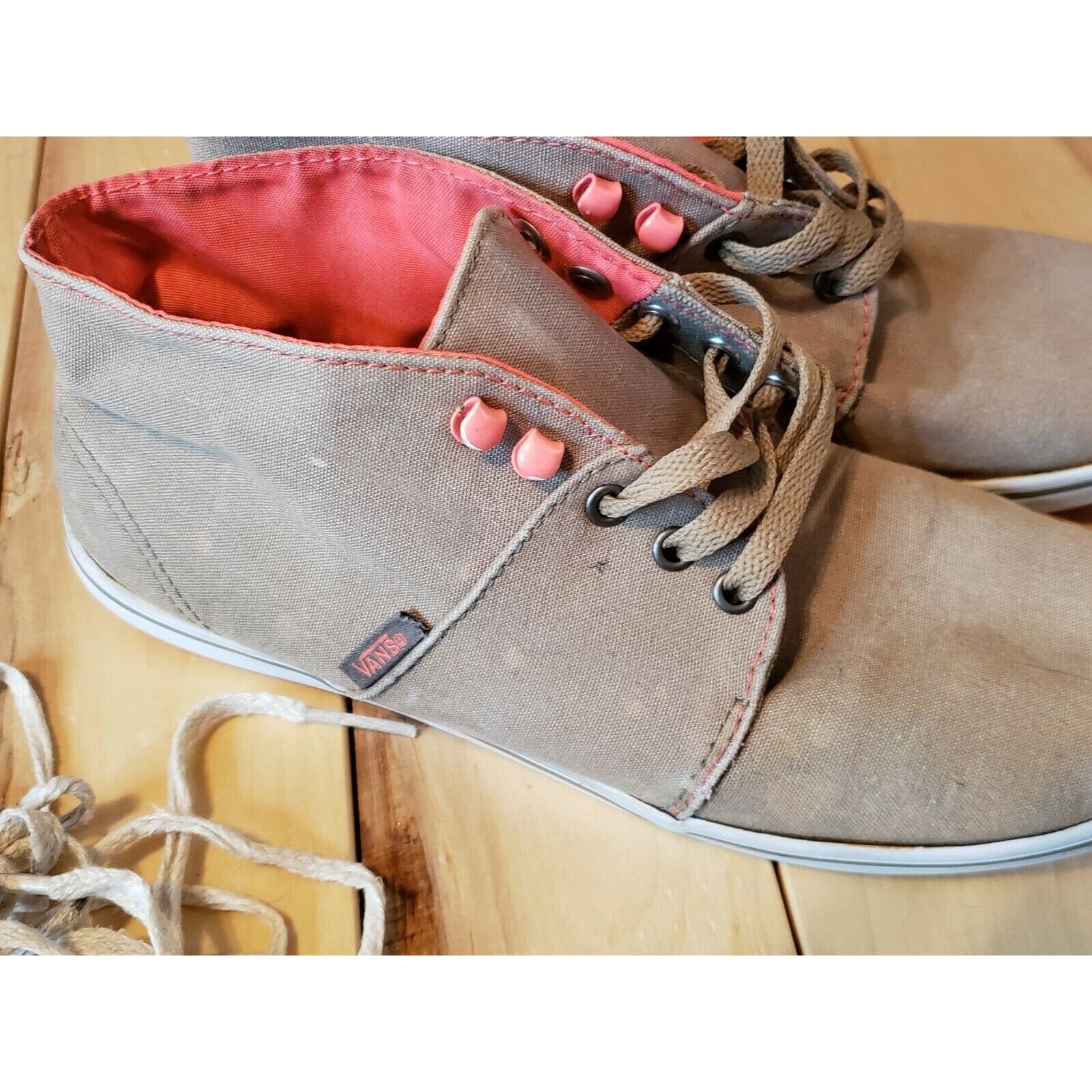 tan and pink vans