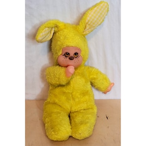 Vintage Gerber Rubber Face Baby Rabbit Jerry Elsner Yellow Fur Is Dingy