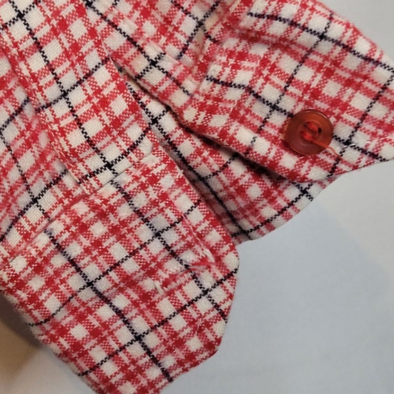 Vintage Red Plaid Button Up Shirt Blouse Acrylic … - image 7