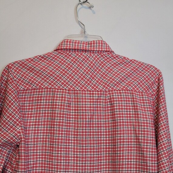 Vintage Red Plaid Button Up Shirt Blouse Acrylic … - image 9