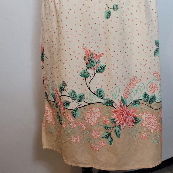 Vintage 70s Border Print Dress Cowl Neck Floral P… - image 4