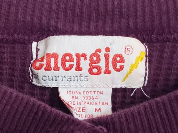 Thermal Shirt Has Fading Energie Currants 80s Vintage Streetwear Burgundy Womens Medium