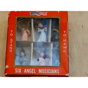 Santa Creation Six Angel Musicians 2 Inches Plastic Ornaments Figures Hong Kong