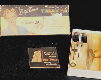 Vintage termometerset Betty Furness Westinghouse originalförpackning Tru Temp