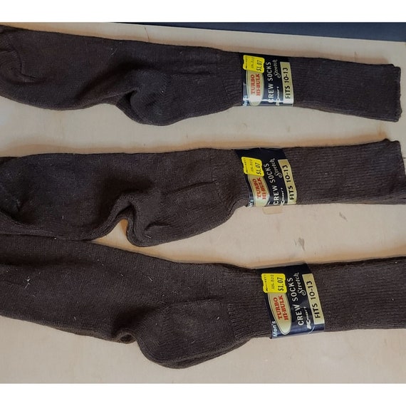 Vintage Crew Socks Turbo H Bulk 3 Pair Brown Kmar… - image 1