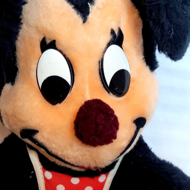 Vintage Minnie Mouse Plush 11 Inches 60s 70s Retro Red Dress Pinafore image 2