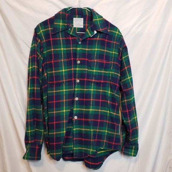 Vintage Winchester Flannel Shirt Green Red Yellow… - image 1