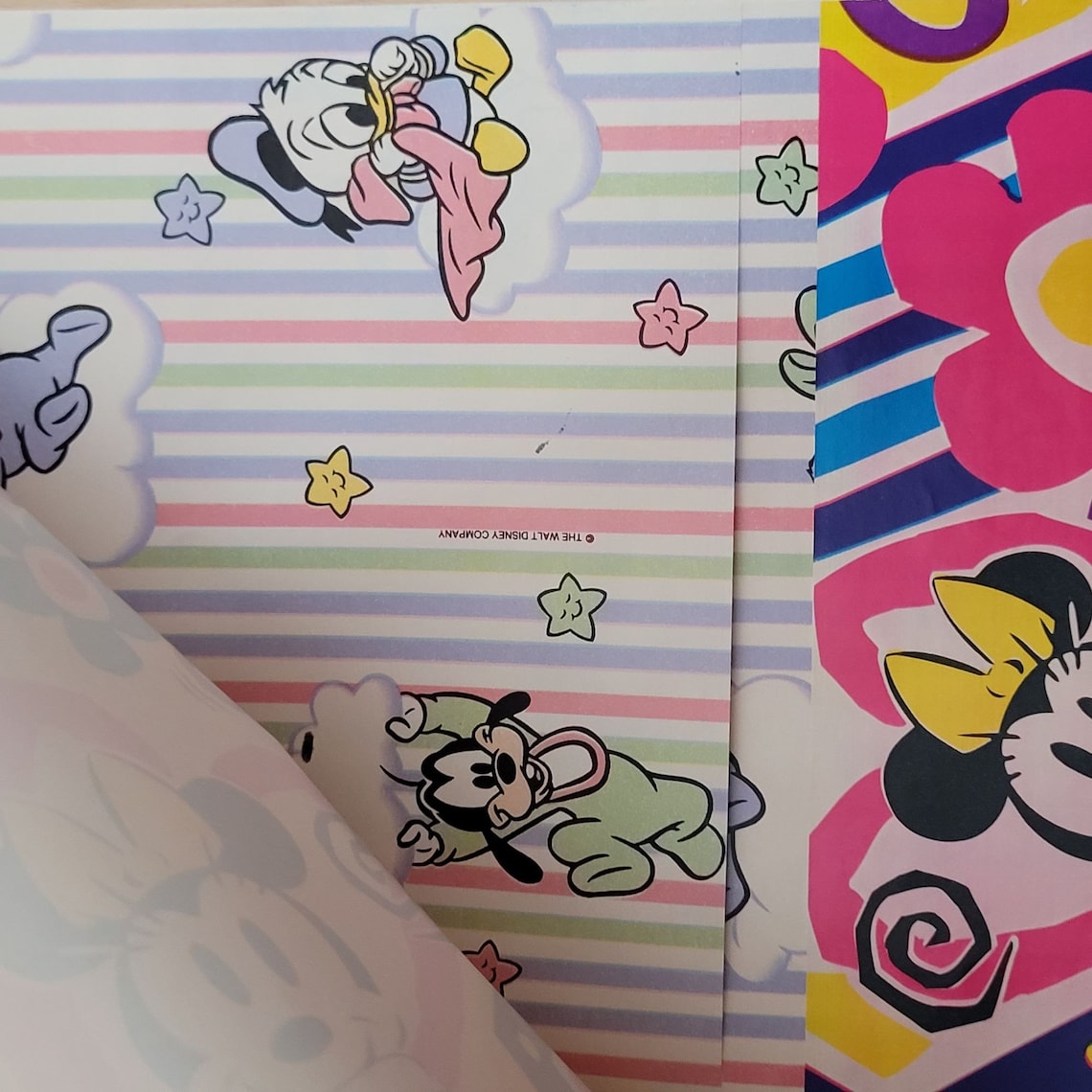 Vintage Wrapping Paper Cleo Mickey Mouse Open Package 4 Sheets Bright ...