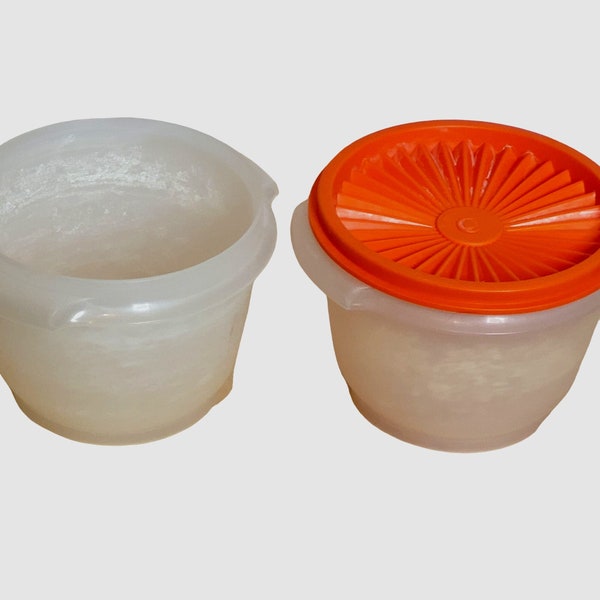 Vintage Tupperware 886 Servalier Bowls Set of 2 Only 1 Orange Lid Inside Wear