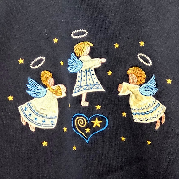 Vintage Sweatshirt Embroidered Angels Shenanigans… - image 2
