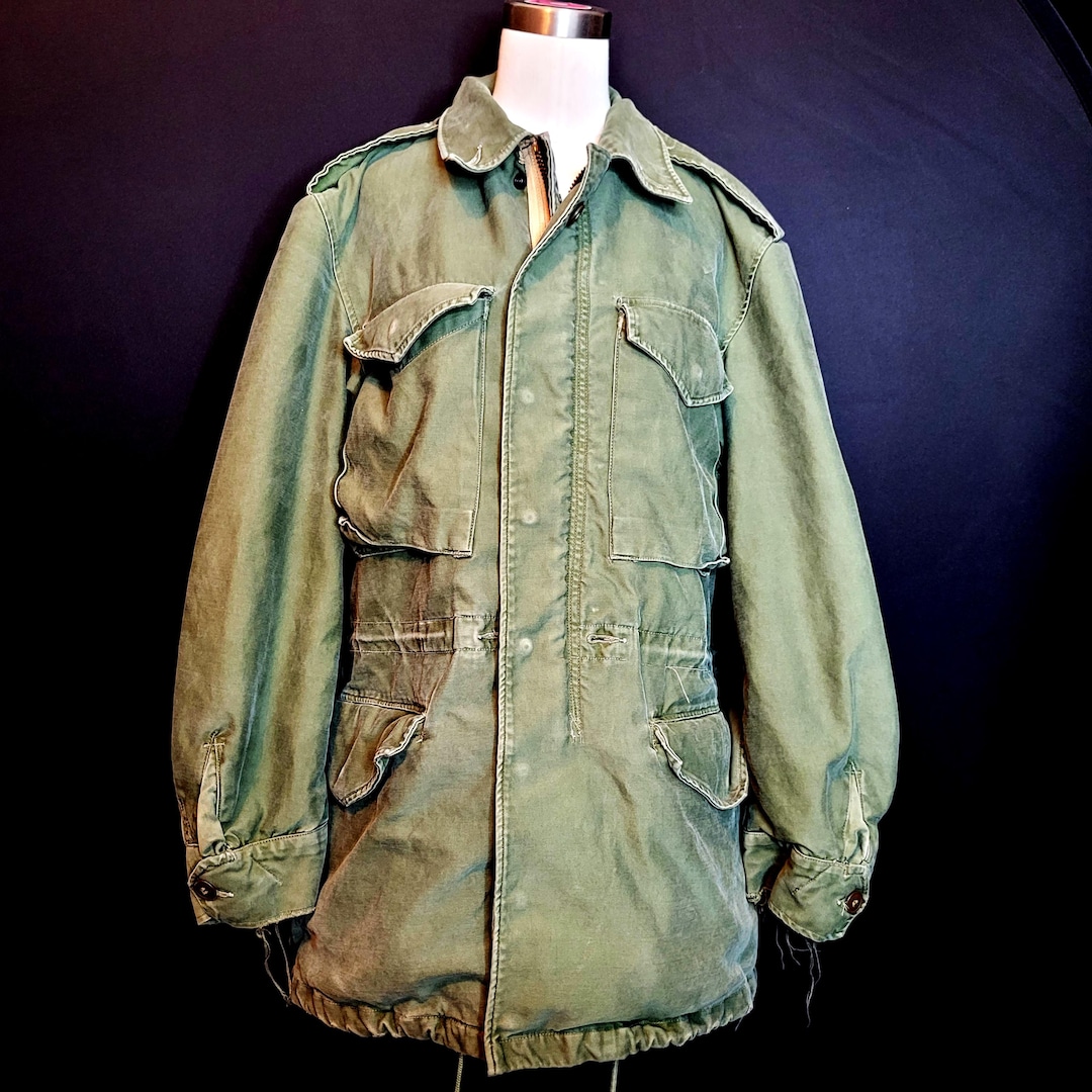 Vintage Military Field Jacket NO LINER 1950s Issue M-1951 Small