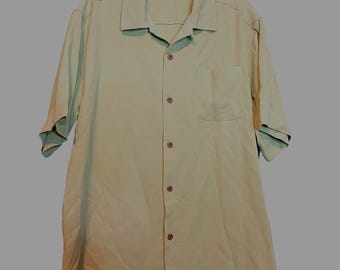 Tommy Bahama Silk Camp Shirt Button Up Mens Large Lime Green