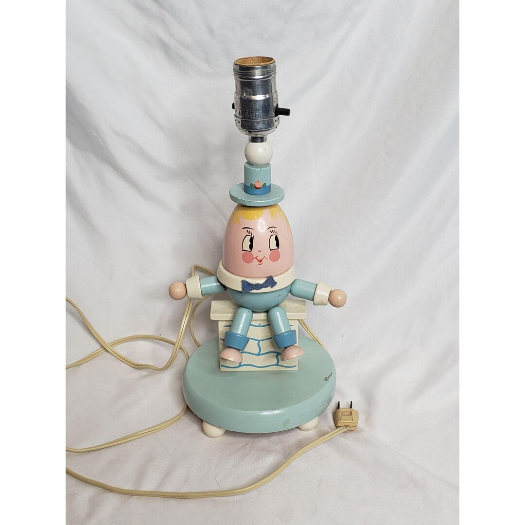 Vintage Humpty Dumpty Wood Nursery Lamp Works No Shade Some Scuffs ...