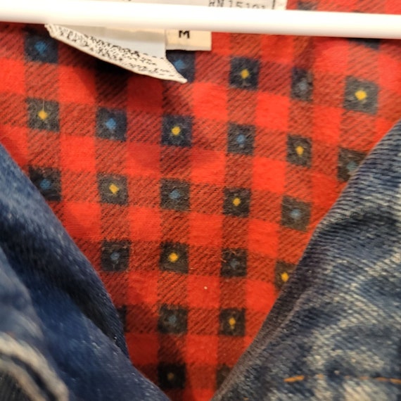 Vintage Denim Jacket Flannel Lining Red Current S… - image 9