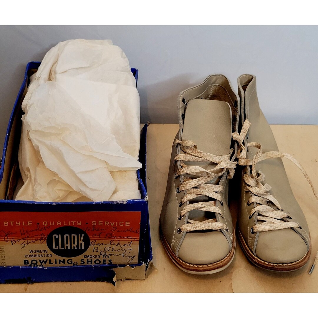 Vintage Bowling Shoes 40s 50s Retro Original Box Tan Leather Etsy