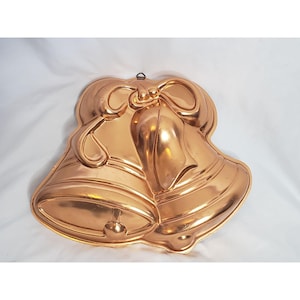 Vintage Copper Christmas Bells Gelatin Aspic Mold Decorative Metal