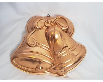 Vintage Copper Christmas Bells Gelatin Aspic Mold Decorative Metal