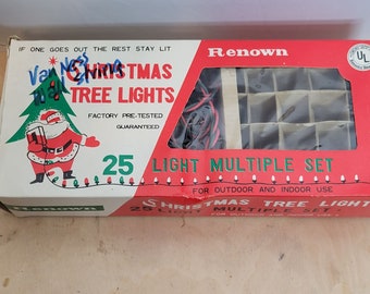 Renown Christmas Tree Lights 1950s Retro 25 Ct C9 Original Box Has Wear NO BULBS