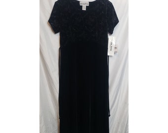 Vintage Black Velvet Dress Another Time New With Tags Womens 14P