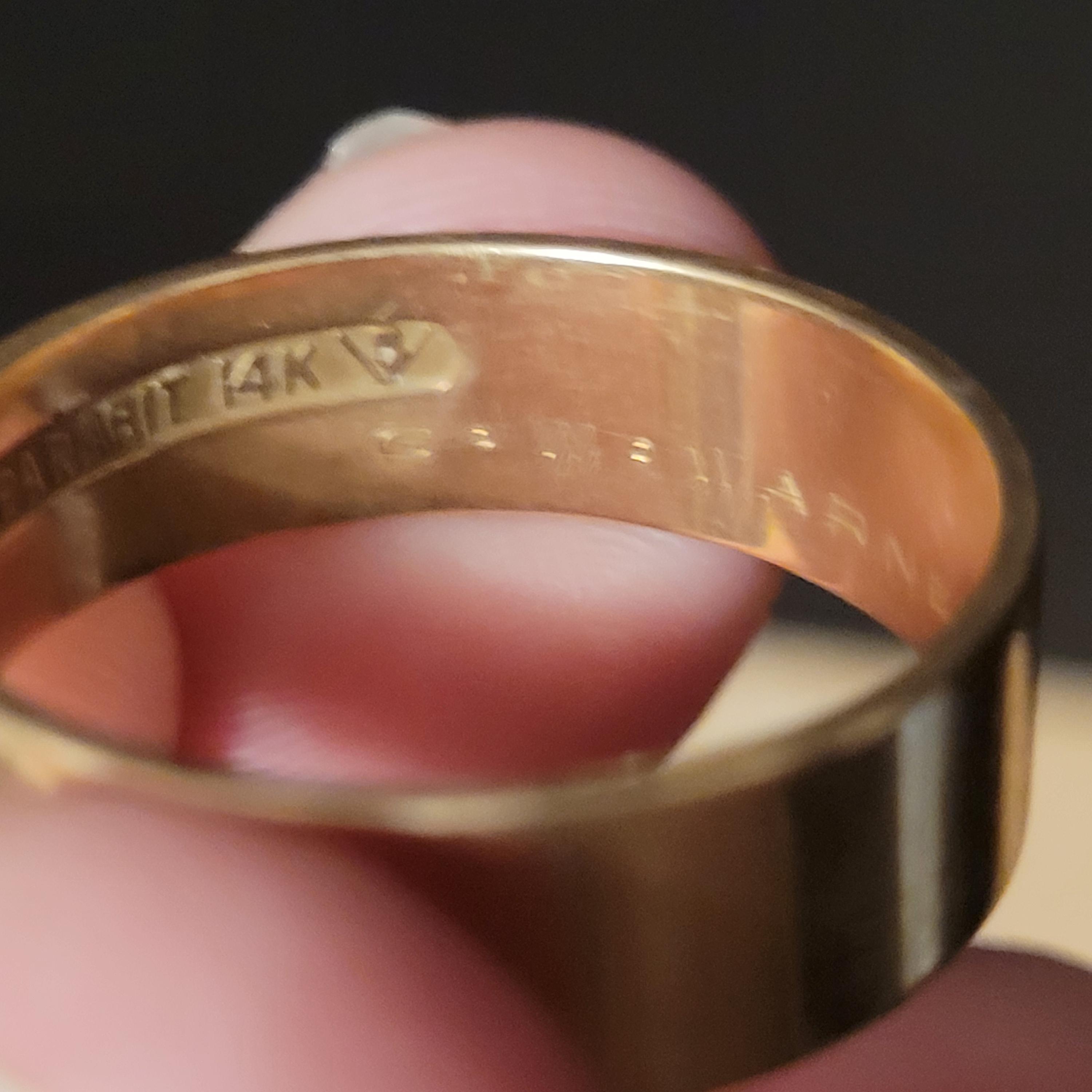 Vintage 14K Masonic Scottish Rite Gold Ring Band Engraved Inside Warner ...