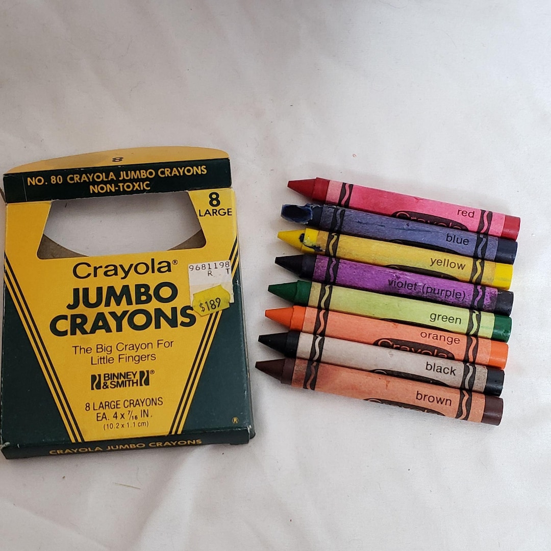 Crayola Jumbo Crayons Vintage Binney Smith Made in USA 2 Slightly Melted 