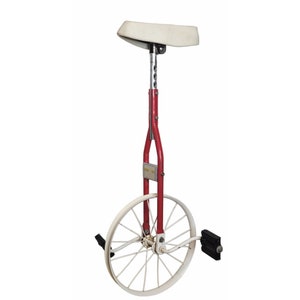 Vintage Hedstrom Unicycle NO TIRE Red White Metal Adjustable Seat Some Rust