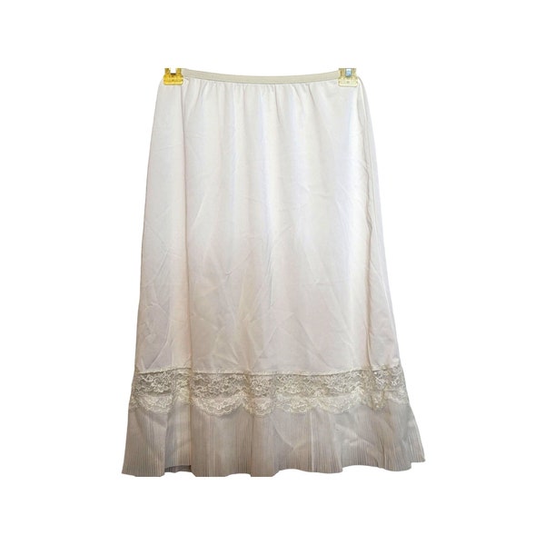 Vintage Half Slip Blanco Vanity Fair Tamaño Pequeño Nylon Sheer Trim