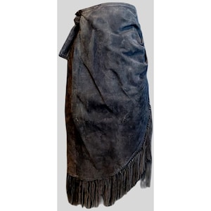 Vintage Cedars Petites Black Suede Wrap Skirt Size Small Original Tag Fringe