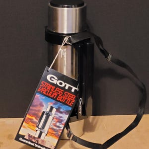 Vintage Stainless Steel Thermos Gott 1 Qt Original Tag With Strap Unused 1983