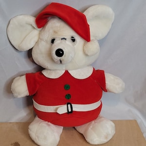 Vintage Dakin Christmas Mouse Plush 1987 Glasses Santa Hat 15 Inches
