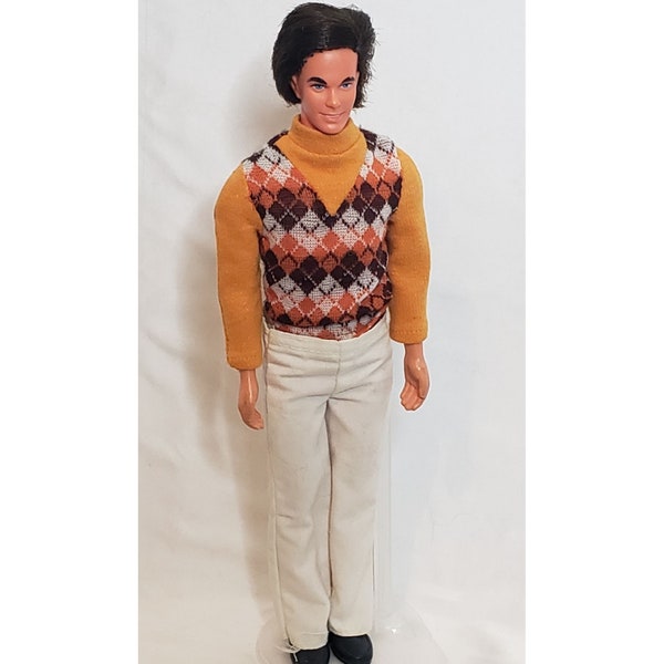 Vintage Barbie Mod Hair Ken Doll 1968 Best Buy Orange Sweater Handmade Pants Needs Deep Cleaning
