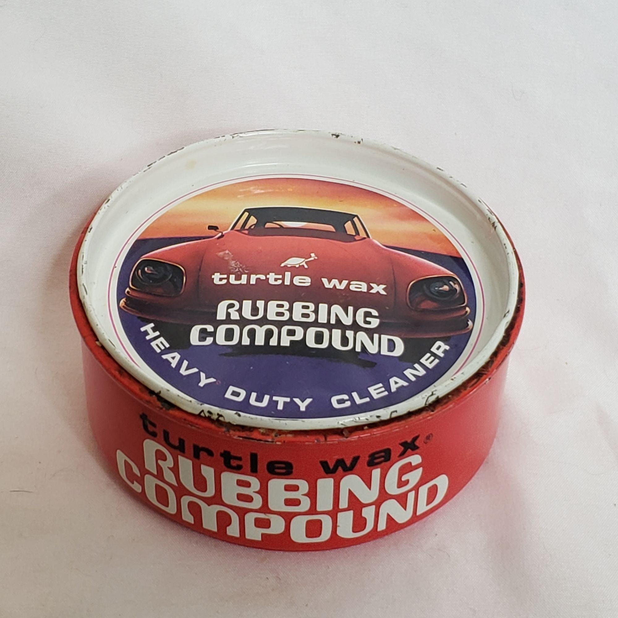 TURTLE WAX Heavy Duty Rubbing Compound Cleaner 1979 Original Can & Contents  T230