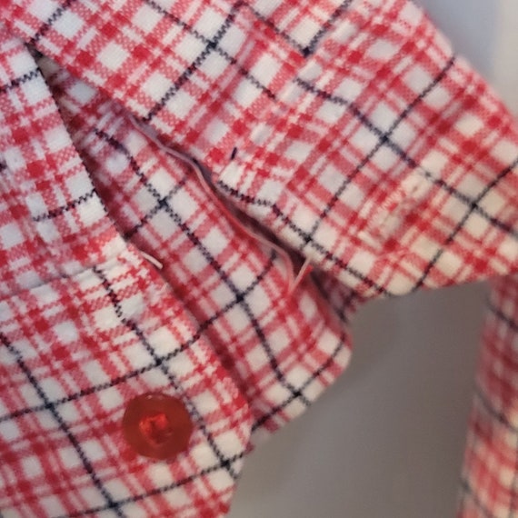Vintage Red Plaid Button Up Shirt Blouse Acrylic … - image 6