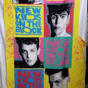 New Kids on the Block Fabric Panel NKOTB 1990 Original Vintage 70 X 30 Inches