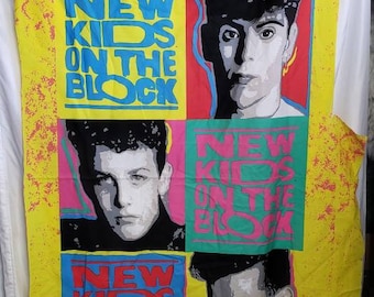 New Kids on the Block Fabric Panel NKOTB 1990 Original Vintage 70 X 30 Inches