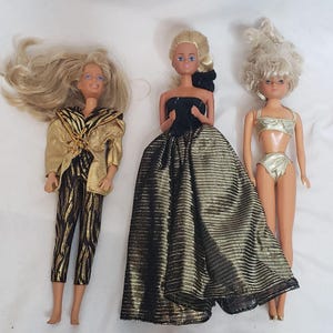 Vintage Fashion Dolls Maxie Petra Clone Lot of 3 Blonde Gold Black Clothing