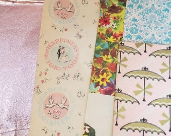 Feuilles de papier cadeau vintage, 23 pièces, tailles assorties, années 1970