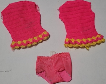 Vintage Talking Barbie 1115 Swimsuit Top with Bottoms 3 PIeces Total Pink