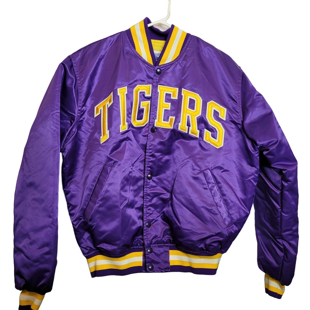 80s LSU Tigers Starter Jacket Satin Nylon Purple Spellout Etsy
