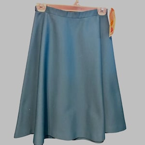 Vintage Polyester A Line Skirt Devon Original Tags Teal Size 10 Elastic is Good