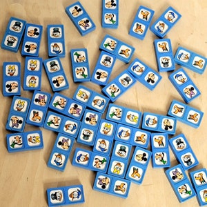 Vintage Disney Dominoes Blue Plastic 1970s 41 Count Possibly Duplicates
