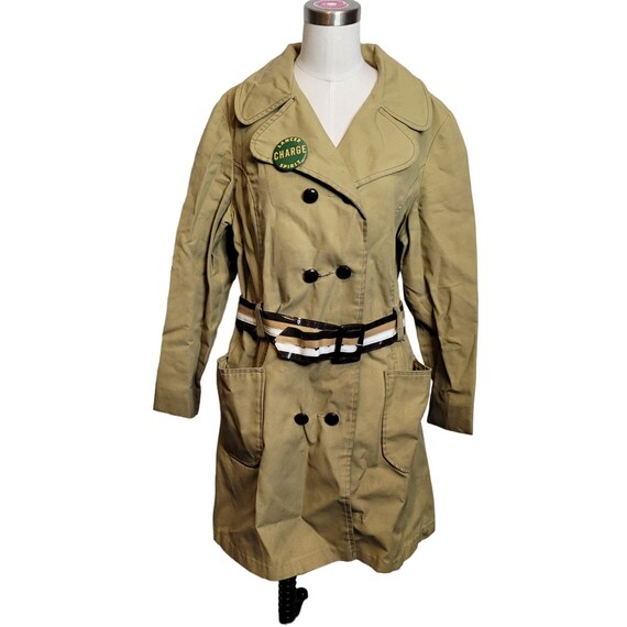 Women's Cropped Trench Coat - Oversized Single Breasted Jacket With Plaid Lining, Khaki