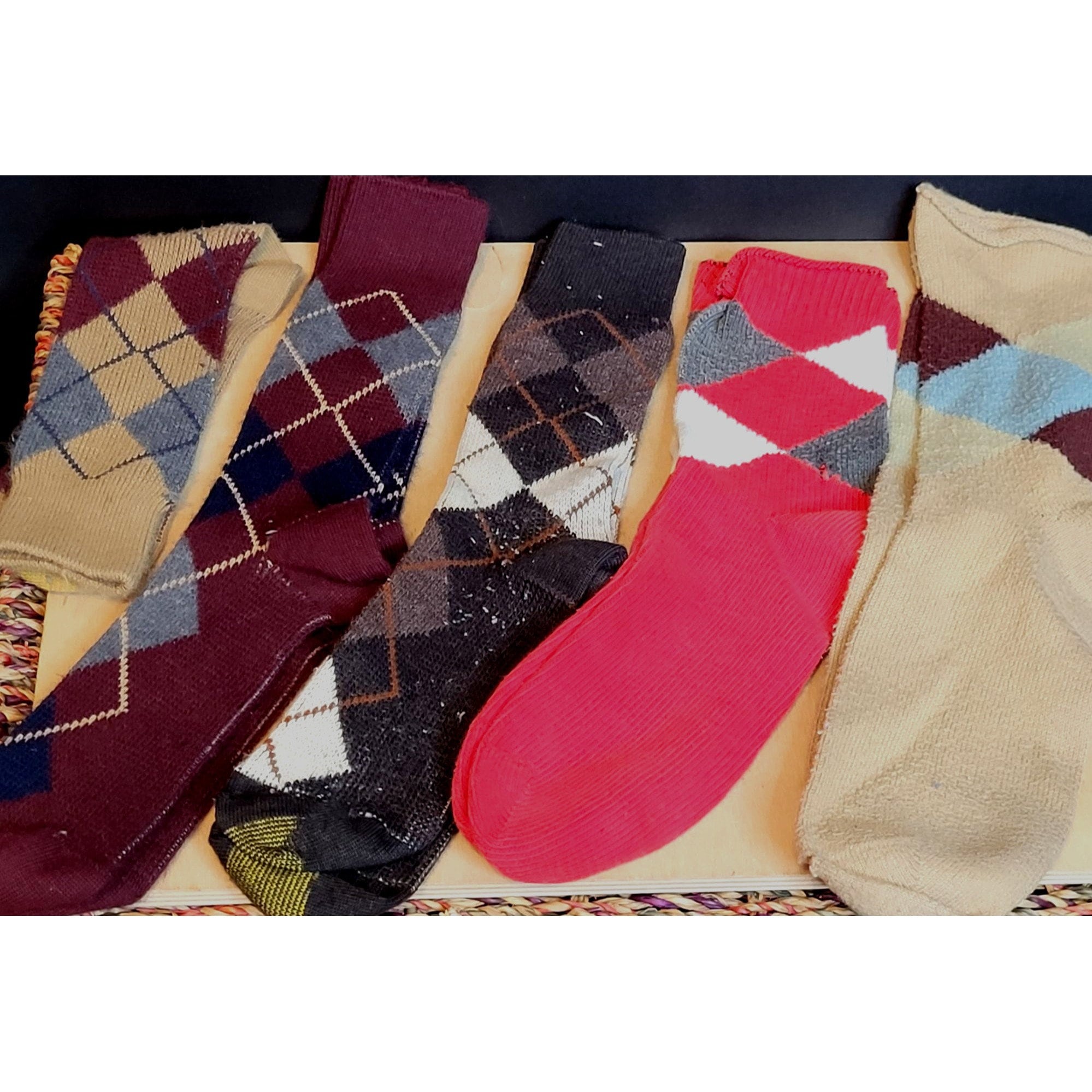 リーガエスパニョーラ バリャドリード パンツ ソックスセット ヴィンテージ Vintage Mens Argyle Socks 5 Pairs Assorted Show Wear Size 10