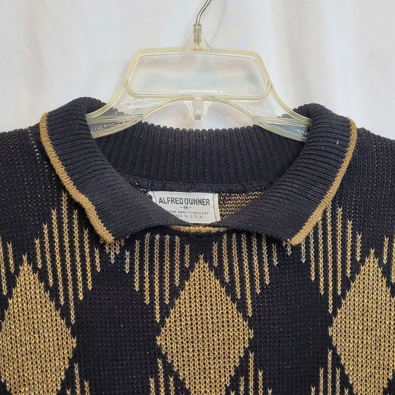 Vintage Pullover Sweater Metallic Gold Black Diam… - image 4