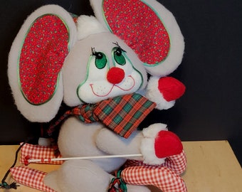 Vintage Christmas Mouse Plush Decoration Gray Handmade Homemade 80s 90s Retro